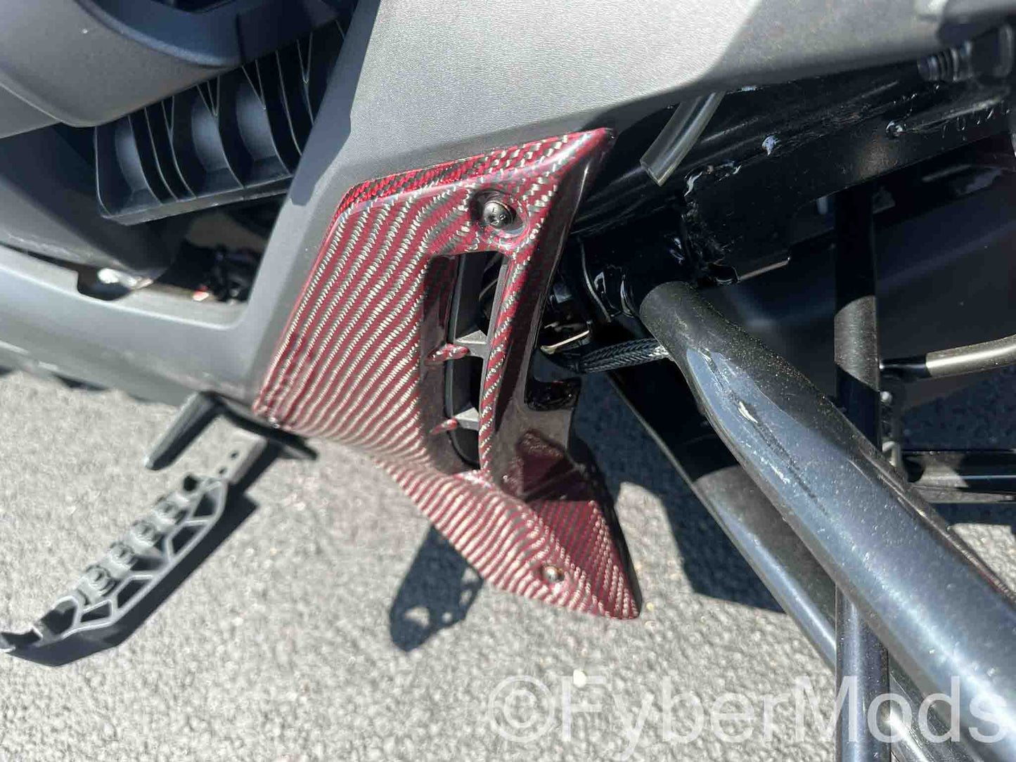 Ryker Lower Fairing Panels - Red Carbon Kevlar Twill Weave