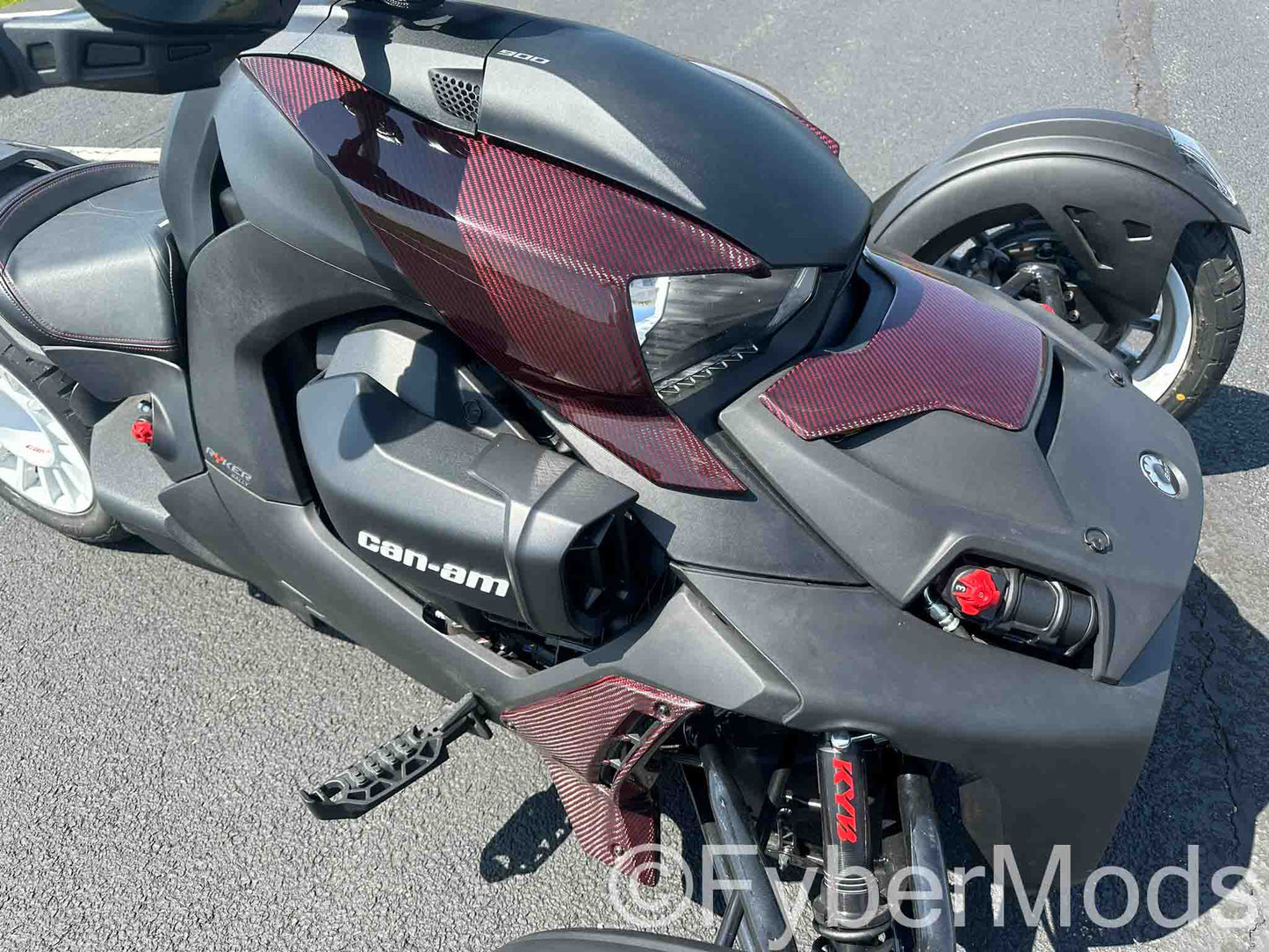 Ryker Lower Fairing Panels - Red Carbon Kevlar Twill Weave