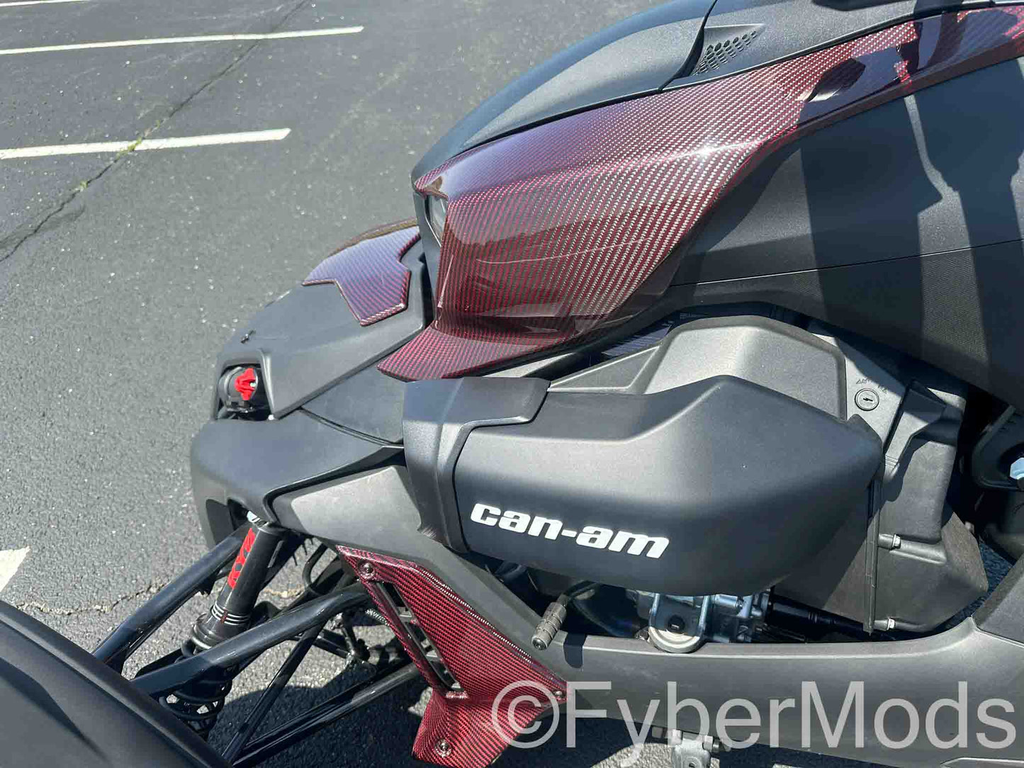 Ryker Lower Fairing Panels - Red Carbon Kevlar Twill Weave