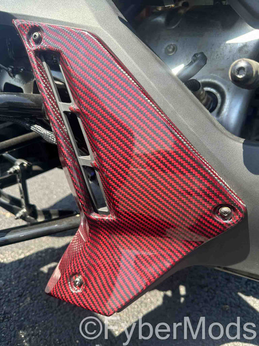 Ryker Lower Fairing Panels - Red Carbon Kevlar Twill Weave