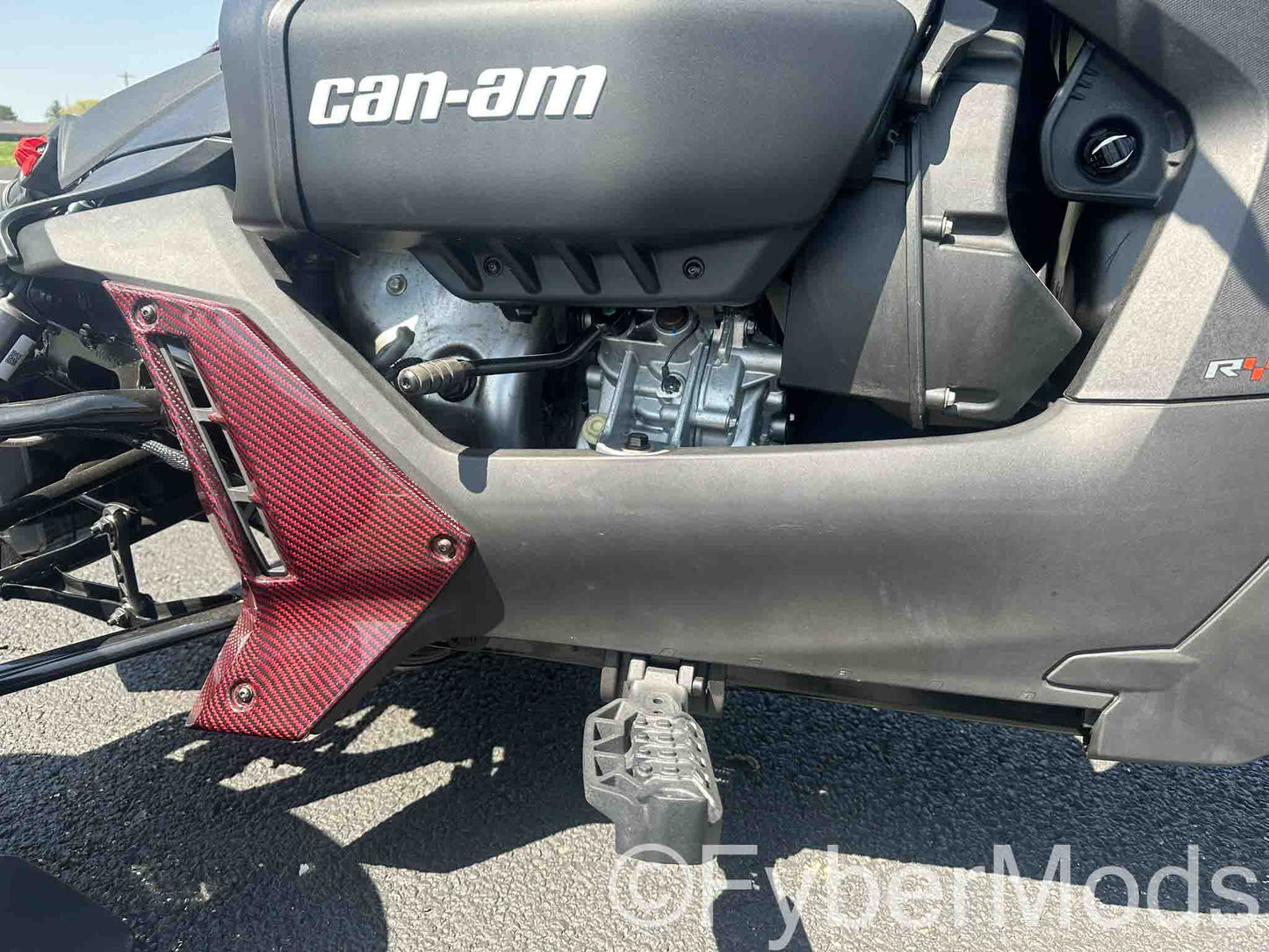 Ryker Lower Fairing Panels - Red Carbon Kevlar Twill Weave