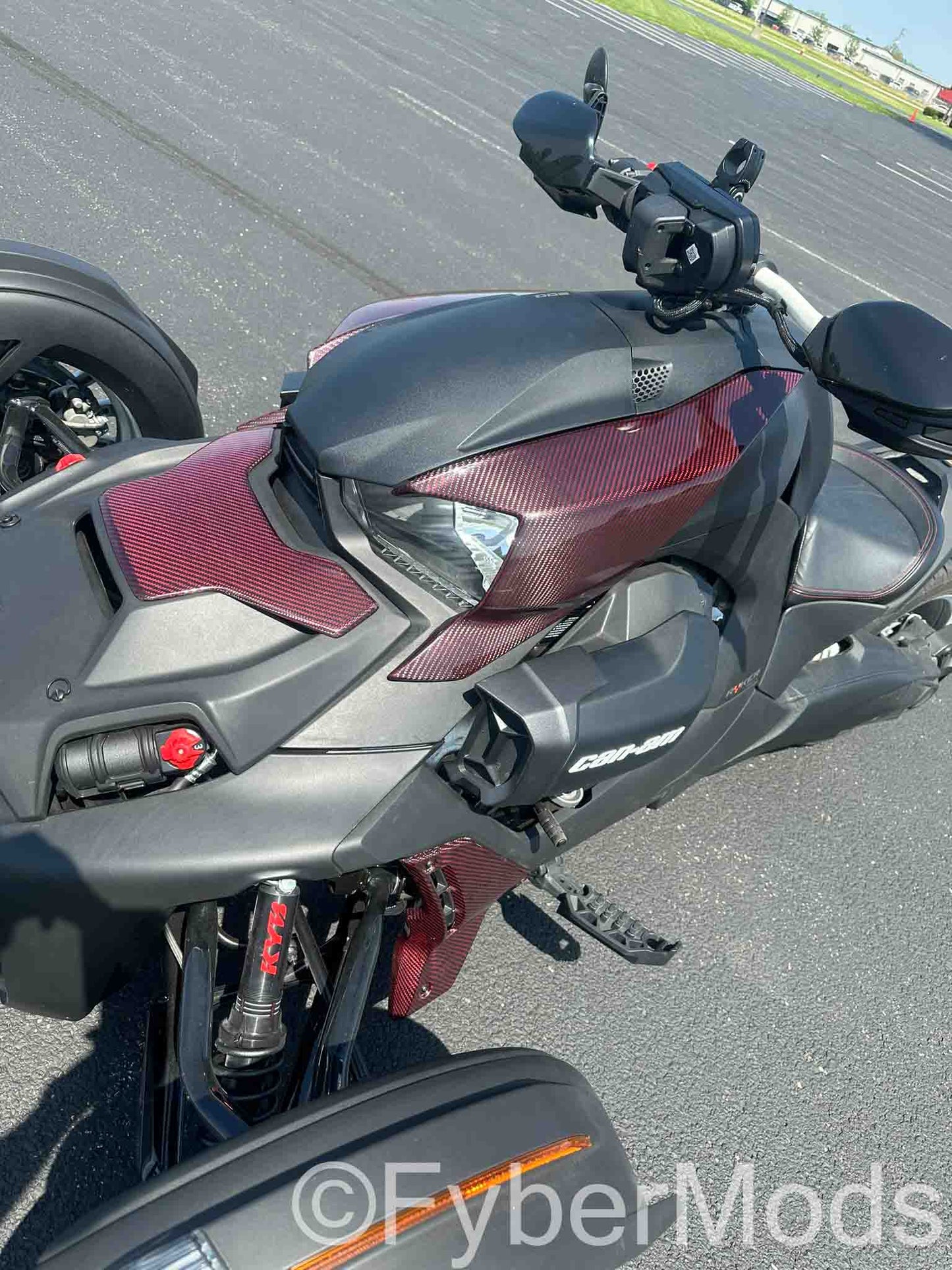 Ryker Lower Fairing Panels - Red Carbon Kevlar Twill Weave