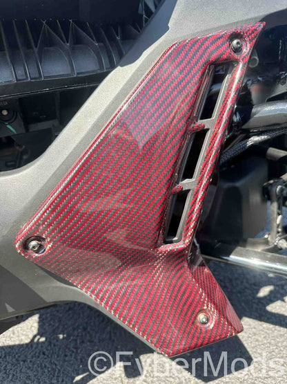 Ryker Lower Fairing Panels - Red Carbon Kevlar Twill Weave