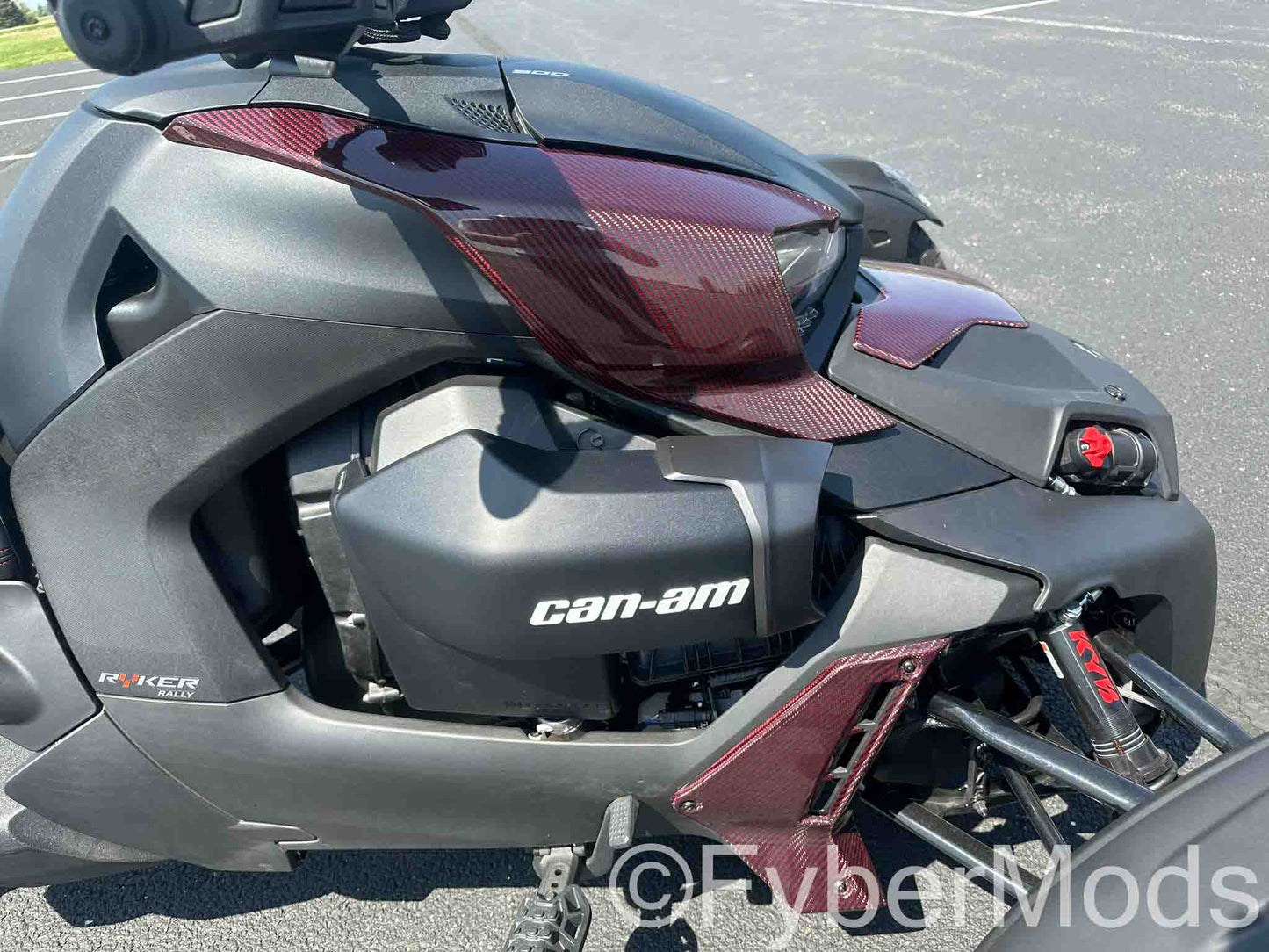Ryker Lower Fairing Panels - Red Carbon Kevlar Twill Weave